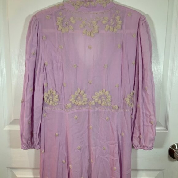 FREE PEOPLE EMBROIDERED PURPLE FLORAL BOHO LONG SLEEVE MAXI DRESS SIZE SMALL - Picture 9 of 12